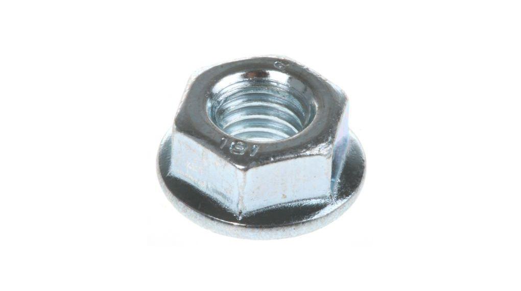 Hexagon Nut with Flange, M6, 6mm, Zinc-Plated Steel